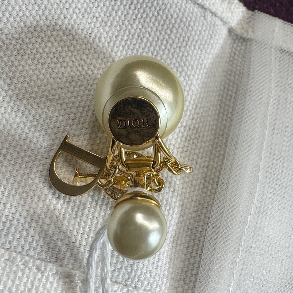 Dior Gold and Crystal Logo Earrings